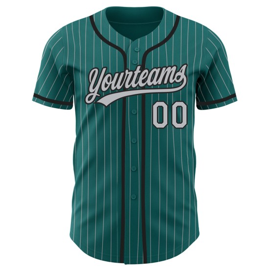 Teal Grau Baseball Nadelstreifen Jersey Schwarz Authentic Custom Teal Grau Baseball Nadelstreifen Jersey Schwarz Authentic Custom
