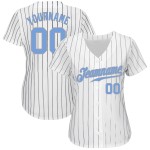 Nadelstreifen Jersey Blau-Grau Authentic Weiß Baseball Custom Light Navy Nadelstreifen Jersey Blau-Grau Authentic Weiß Baseball Custom Light Navy
