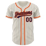 Baseball Authentic Jersey Creme Navy Nadelstreifen Orange Custom Baseball Authentic Jersey Creme Navy Nadelstreifen Orange Custom