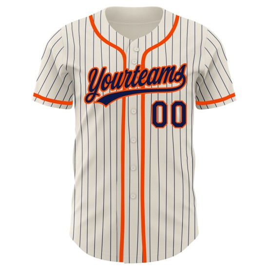 Baseball Authentic Jersey Creme Navy Nadelstreifen Orange Custom Baseball Authentic Jersey Creme Navy Nadelstreifen Orange Custom
