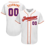 Jersey Authentic Weiß Lila-Orange Custom Baseball Jersey Authentic Weiß Lila-Orange Custom Baseball