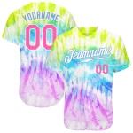 3D Custom Rainbow Dye Baseball Krawatte Pink-Hell Jersey Authentic Blau 3D Custom Rainbow Dye Baseball Krawatte Pink-Hell Jersey Authentic Blau