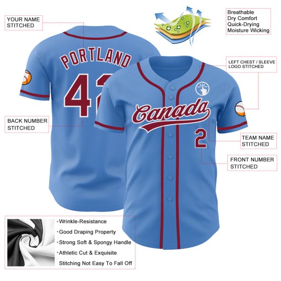 Baseball Authentic Custom Blau Purpur-Weiß Jersey Pulver Baseball Authentic Custom Blau Purpur-Weiß Jersey Pulver