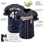 Custom Jersey Navy Weiß-Old Authentic Weiß Gold Baseball Nadelstreifen Custom Jersey Navy Weiß-Old Authentic Weiß Gold Baseball Nadelstreifen