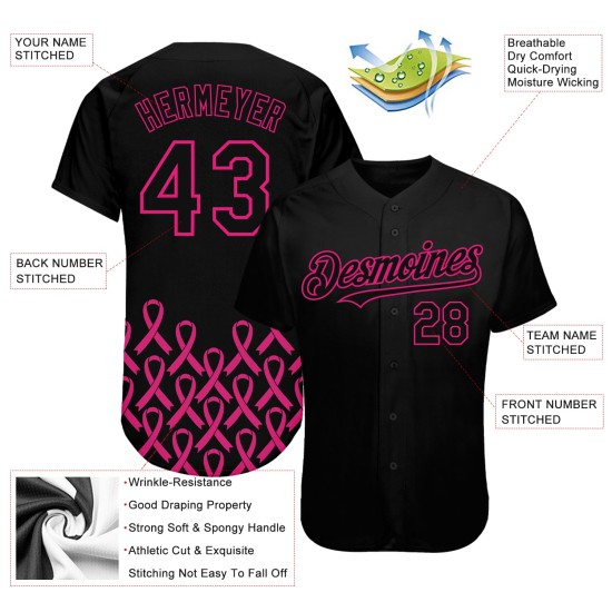 Krebs Pflege Authentische Rosa Band Jersey Custom Awareness Rosa Monat Baseball 3D Unterstützung Gesundheit Brust Heiße Frauen Schwarz Krebs Pflege Authentische Rosa Band Jersey Custom Awareness Rosa Monat Baseball 3D Unterstützung Gesundheit Brust Heiße Frauen Schwarz