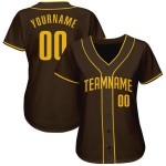 Jersey Gold Benutzerdefinierte Authentic Baseball Braun Jersey Gold Benutzerdefinierte Authentic Baseball Braun
