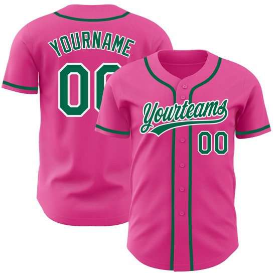 Kelly Custom Jersey Grün-Weiß Authentic Baseball Pink Kelly Custom Jersey Grün-Weiß Authentic Baseball Pink