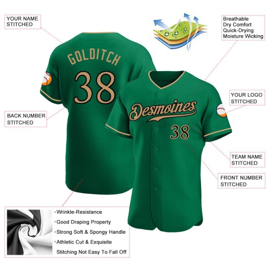 Grünes authentisches Baseball-Trikot Kelly Gold-Schwarz Old Custom Grünes authentisches Baseball-Trikot Kelly Gold-Schwarz Old Custom