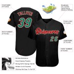 Authentisches schwarzes Custom-Trikot, grün-rot, Kelly Baseball Authentisches schwarzes Custom-Trikot, grün-rot, Kelly Baseball