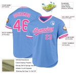 Jersey Blau Throwback Authentic Custom Pink-Weiß Helles Baseball Jersey Blau Throwback Authentic Custom Pink-Weiß Helles Baseball
