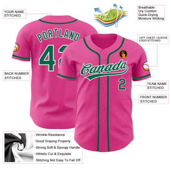 Kelly Custom Jersey Grün-Weiß Authentic Baseball Pink Kelly Custom Jersey Grün-Weiß Authentic Baseball Pink