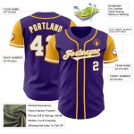 Jersey Custom Baseball Weiß-Gold Lila Ton Authentic Zwei Jersey Custom Baseball Weiß-Gold Lila Ton Authentic Zwei