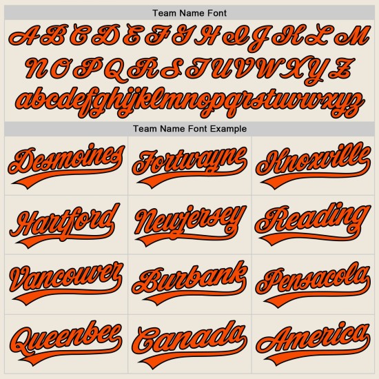 Authentisches orange-schwarzes Baseballtrikot, cremefarben, individuell Authentisches orange-schwarzes Baseballtrikot, cremefarben, individuell