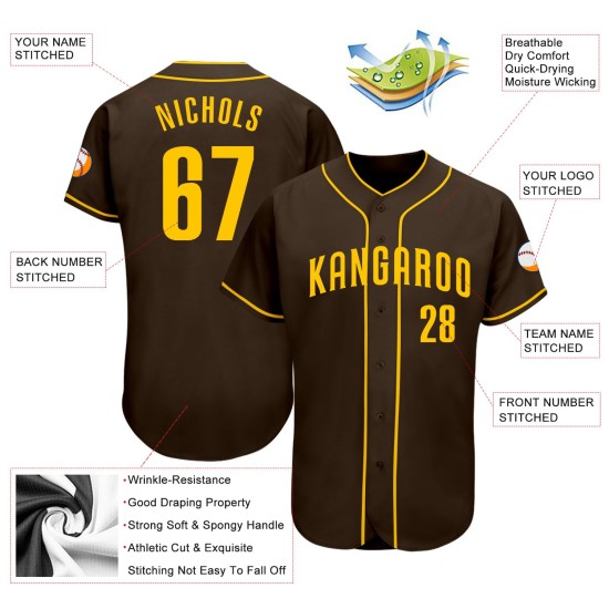 Jersey Gold Benutzerdefinierte Authentic Baseball Braun Jersey Gold Benutzerdefinierte Authentic Baseball Braun