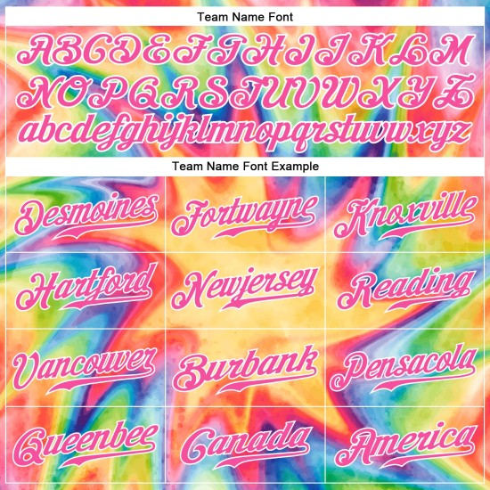 Regenbogen Farbstoff Weiß-Rosa Baseball Aquarell Jersey Custom Authentic Krawatte 3D Regenbogen Farbstoff Weiß-Rosa Baseball Aquarell Jersey Custom Authentic Krawatte 3D