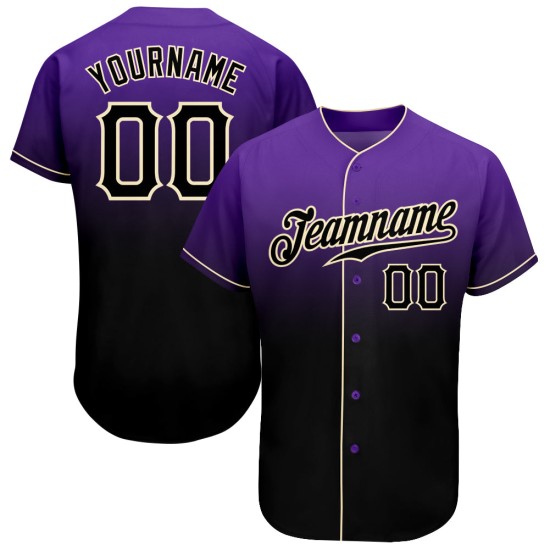 Baseball Fashion Fade Schwarz-Creme Custom Jersey Lila Authentic Baseball Fashion Fade Schwarz-Creme Custom Jersey Lila Authentic