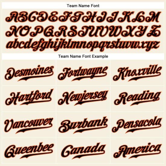 Authentisches Custom Baseball Trikot Nadelstreifen Creme Schwarz Schwarz-Orange Authentisches Custom Baseball Trikot Nadelstreifen Creme Schwarz Schwarz-Orange