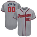 Jersey Baseball Custom Grau Rot-Marineblau Jersey Baseball Custom Grau Rot-Marineblau