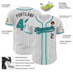 Benutzerdefinierte Marineblau Neon Baseball Weiß Nadelstreifen Grün Authentic Jersey Benutzerdefinierte Marineblau Neon Baseball Weiß Nadelstreifen Grün Authentic Jersey