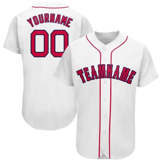 Custom Baseball Jersey Weiß Rot-Marine Custom Baseball Jersey Weiß Rot-Marine