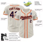 Baseball Authentic Jersey Creme Navy Nadelstreifen Orange Custom Baseball Authentic Jersey Creme Navy Nadelstreifen Orange Custom