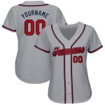 Jersey Baseball Custom Grau Rot-Marineblau Jersey Baseball Custom Grau Rot-Marineblau