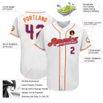Jersey Authentic Weiß Lila-Orange Custom Baseball Jersey Authentic Weiß Lila-Orange Custom Baseball