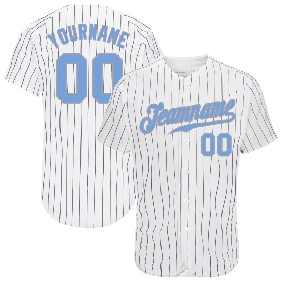 Nadelstreifen Jersey Blau-Grau Authentic Weiß Baseball Custom Light Navy Nadelstreifen Jersey Blau-Grau Authentic Weiß Baseball Custom Light Navy