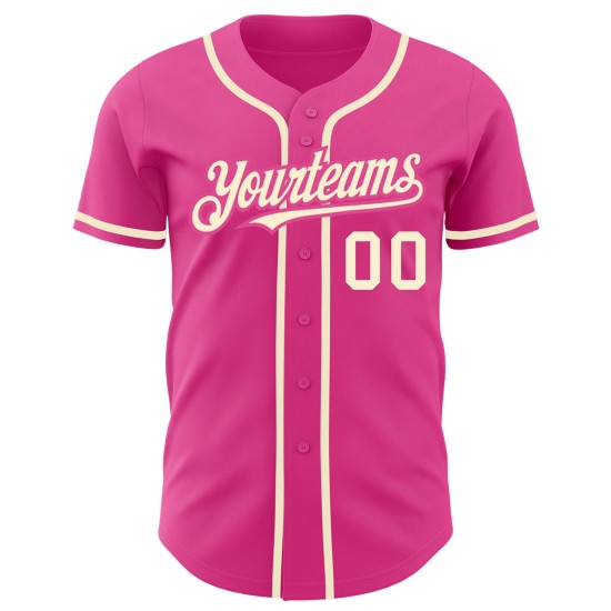 Jersey Authentic Custom Creme Baseball Rosa Jersey Authentic Custom Creme Baseball Rosa