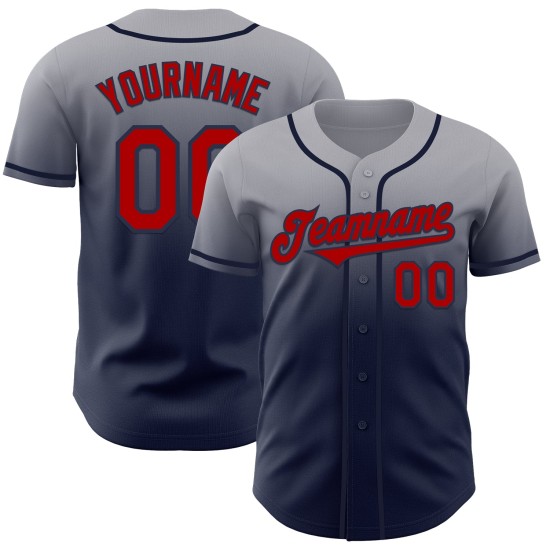 Fade Jersey Fashion Custom Grau Baseball Rot-Marineblau Authentic Fade Jersey Fashion Custom Grau Baseball Rot-Marineblau Authentic