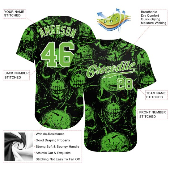 Muster 3D Benutzerdefinierte Totenköpfe Halloween Jersey Baseball Authentic Muster 3D Benutzerdefinierte Totenköpfe Halloween Jersey Baseball Authentic