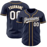 Custom Jersey Navy Weiß-Old Authentic Weiß Gold Baseball Nadelstreifen Custom Jersey Navy Weiß-Old Authentic Weiß Gold Baseball Nadelstreifen