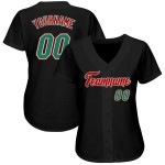 Authentisches schwarzes Custom-Trikot, grün-rot, Kelly Baseball Authentisches schwarzes Custom-Trikot, grün-rot, Kelly Baseball