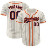 Baseball Authentic Jersey Creme Navy Nadelstreifen Orange Custom Baseball Authentic Jersey Creme Navy Nadelstreifen Orange Custom