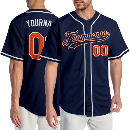 Baseball Authentic Orange-Weiß Navy Custom Trikot Baseball Authentic Orange-Weiß Navy Custom Trikot