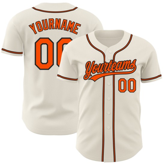 Authentisches orange-schwarzes Baseballtrikot, cremefarben, individuell Authentisches orange-schwarzes Baseballtrikot, cremefarben, individuell