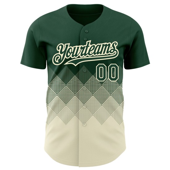 Authentische 3D Muster Jersey Grün Quadrat Gradienten Formen Baseball Creme Design Custom Authentische 3D Muster Jersey Grün Quadrat Gradienten Formen Baseball Creme Design Custom