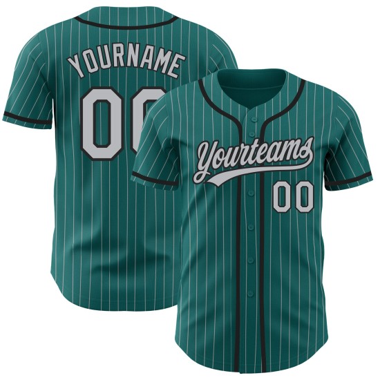 Teal Grau Baseball Nadelstreifen Jersey Schwarz Authentic Custom Teal Grau Baseball Nadelstreifen Jersey Schwarz Authentic Custom