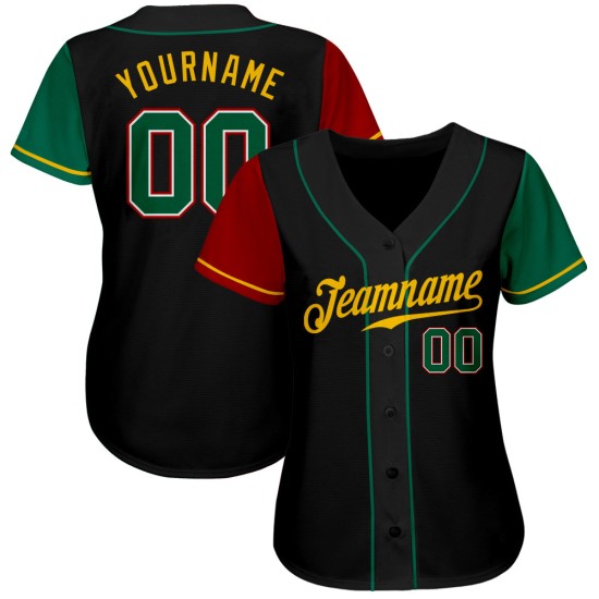 Kelly Two Tone Jersey Schwarz Authentic Grün-Gold Custom Baseball Kelly Two Tone Jersey Schwarz Authentic Grün-Gold Custom Baseball