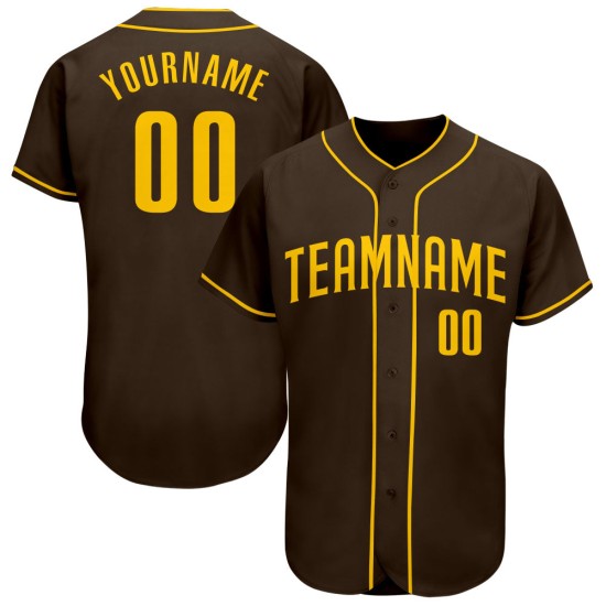 Jersey Gold Benutzerdefinierte Authentic Baseball Braun Jersey Gold Benutzerdefinierte Authentic Baseball Braun